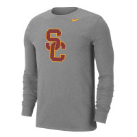 USC Trojans Men's Nike Gray SC Interlock Dri-FIT Cotton Long Sleeve T-Shirt